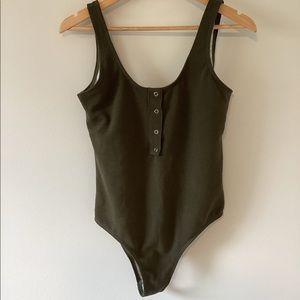 High Cut Full Piece Swim Suit | Army Green | size L | NWOT